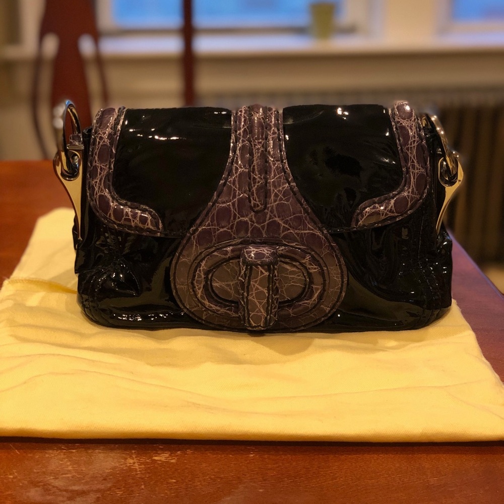 PRADA Yo-Yo Purple & Black Patent Leather Bag